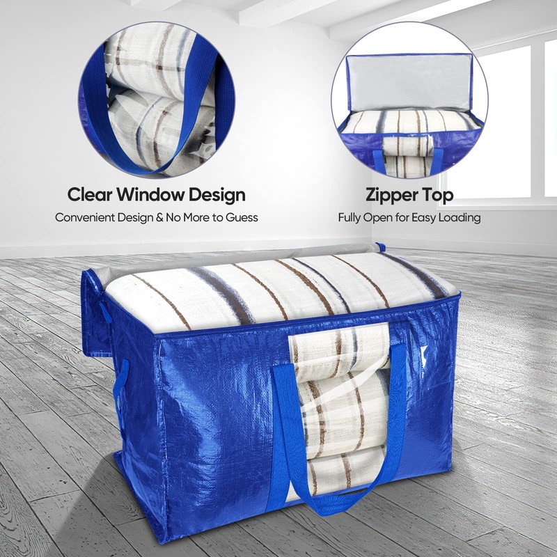 BALEINE 4-Pack Oversized Moving Bags with Reinforced Handles, Heavy-Duty Storage