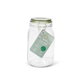 Core Home & Kitchen Swing Top Storage Jar with Green Leaf Lid 50 ounce Glass Cannister For Canning, Coffee, Flower Sugar, Beans, Herbs