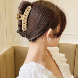 Herbeluemily Hair Clip, Hair Claw, Dakar, Hair Clip, Hair Ornament, Rope Braid, 4.3 inches (11 cm), Beige + Black