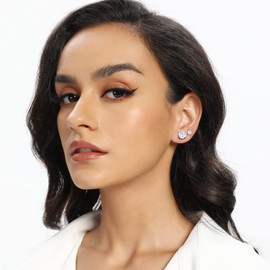 5 Pairs Round Stud Earring Set, 925 Sterling Silver Hypoallergenic Cubic Zirconia Earrings Pack for Women and Men (925 Sterling Silver Earrings)