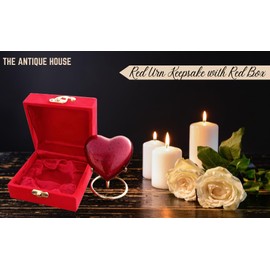 Red Urn Keepsake with Red Box - Mini Heart Cremation Urn & Brass Stand - for Your Loved One with Red Urn for Baby Girl & Boy - Small Red Heart Urn for Human Ashes - Perfect Urn for Adults & Infants