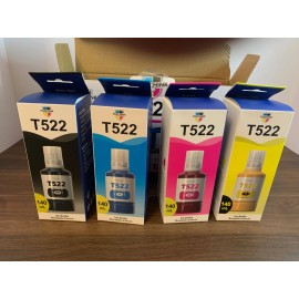 Poschink 522 Refill Ink for EcoTank Printers ET-2720 ET-2800 ET-4700 - 4 Pack