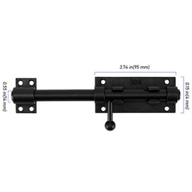ZEONHEI 2 Pack 8 Inch Stainless Steel Slide Bolt Latch - Heavy Duty Thickened Gate Lock with Black Finish for Outdoor Fence and Wooden Doors