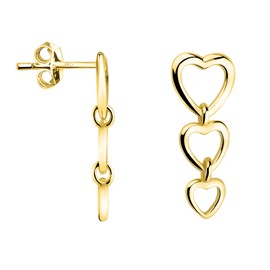 SOFIA MILANI - Women's Earrings 925 Silver - Heart Earrings, Yellow Gold, No Gemstone
