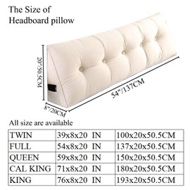 Husband headboard Pillow Large Back Rest Support Reading Pillows for Sitting in Bed for Adults Triangle Velvet Wedge Pillow headboard Full Size, Beige