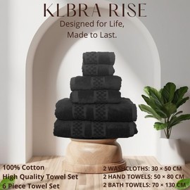 Luxury Towel Set – Bath, Hand, Face, Baby & Beach | Quick-Dry, Ultra-Absorbent | Includes Waffle Towels, Washcloths, Hair Wrap, Makeup Remover Cloths, Dish Rags, Bath Mat & Paper Towels (Black)