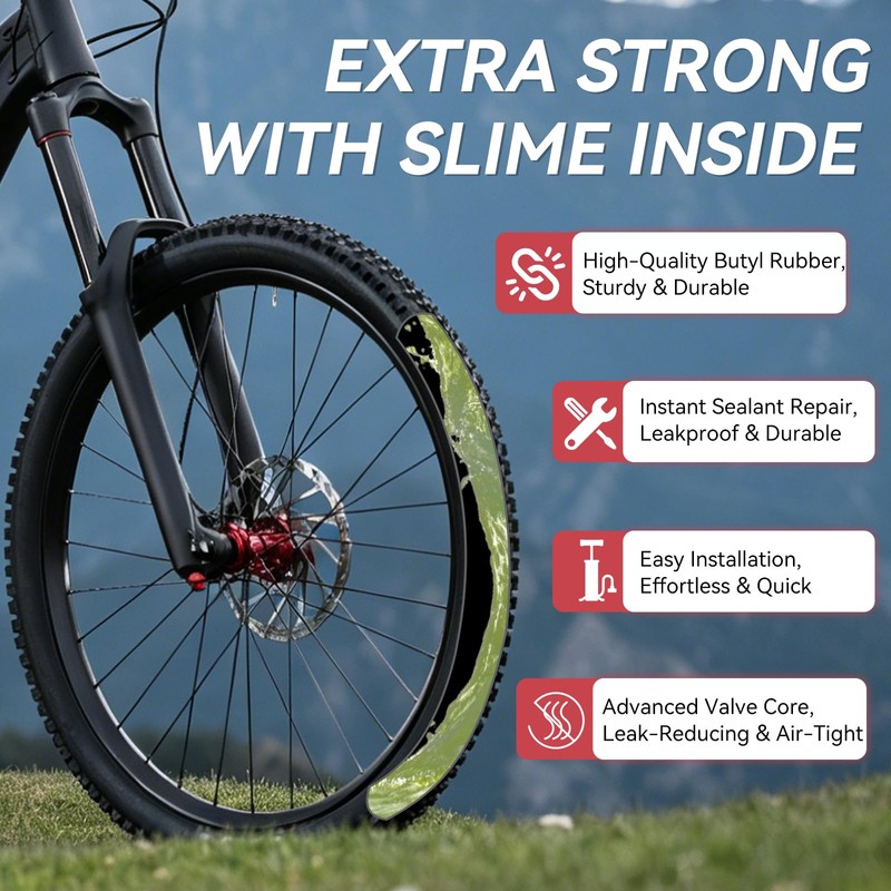 2-Pack 29" Bike Tubes 28/29x2.125/2.40 Self-Sealing Bicycle Inner Tubes with
