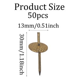 Runseaway 50Pcs One Step Picture Hangers 20lb Capacity Iron Alloy Nail Hooks for Drywall Wood Picture Frame Mirror Hanging Hardware Kit(Gold)