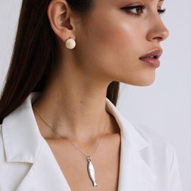 KOFISNI Fish Necklace and Earring sets for Women Dainty Gold Sliver Beachy Dangle Hoop Earrings Y2k Charm Drop Necklace Trendy Summer Beach Ocean Theme Jewelry set (Silver)