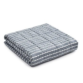 YnM Weighted Blanket â Heavy 100% Oeko-Tex Certified Cotton Material with Premium Glass Beads (Blue White, 48''x72'' 12lbs), Suit for One Person(~110lb) Use on Twin/Full Bed