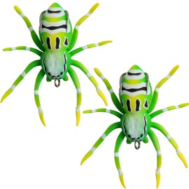 Soft Fishing Lures, Green-Yellow Spider Fishing Lure Soft Rubber Bass Baits for Pike Trout Walleye (Pack of 2)