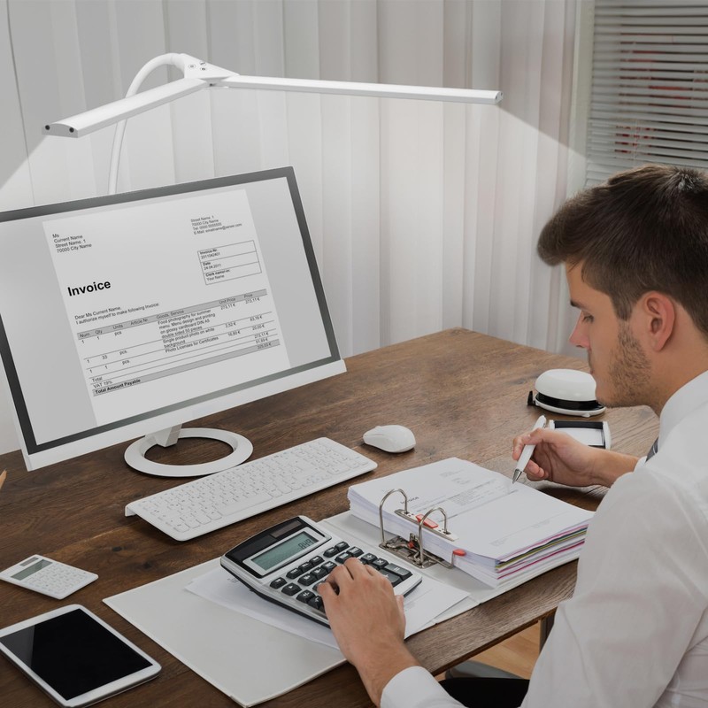 Hensam LED Desk Lamp with Clamp, Double Head Desk Light