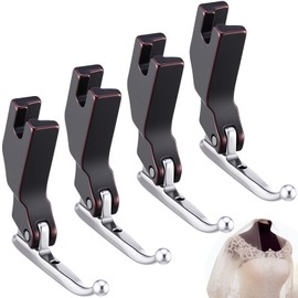 Threlaco 4pcs P369 New Bead Sequin Special Presser Foot Sewing Presser Foot Wedding Dress Bead Fabric Sewing Machine Accessories Anti-curl Fabric-Holding for Evening Gowns Fashion Fabrics(with Beads)