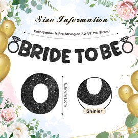 Breling Pre Strung Bride to Be Glitter Banner Bridal Shower Decorations Bride to Be Sign Bachelorette Party Banner Bridal Shower Garland for Engagement Wedding Party Decorations(Black)