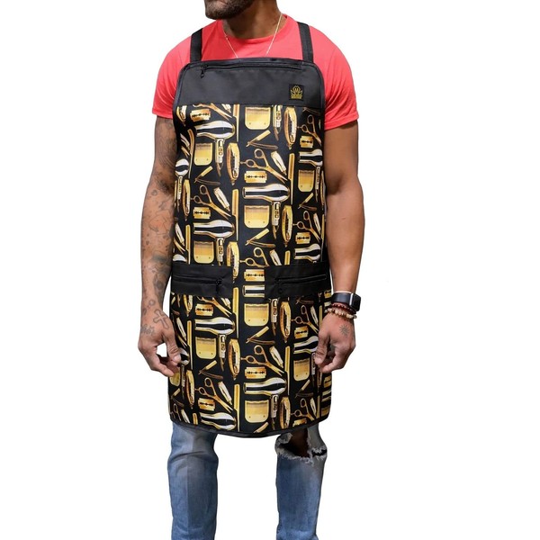 King Midas Unisex Hair Stylist Apron - Aprons Unisex for Hair Cutting and Hair Styling Black & Gold