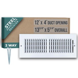 Fits 12x4 Duct Opening 2 Way Steel Air Supply Diffuser by Handua | Register Vent Cover Grille for Sidewall and Ceiling | White | Outer Dimensions: 13.75" X 5.75"