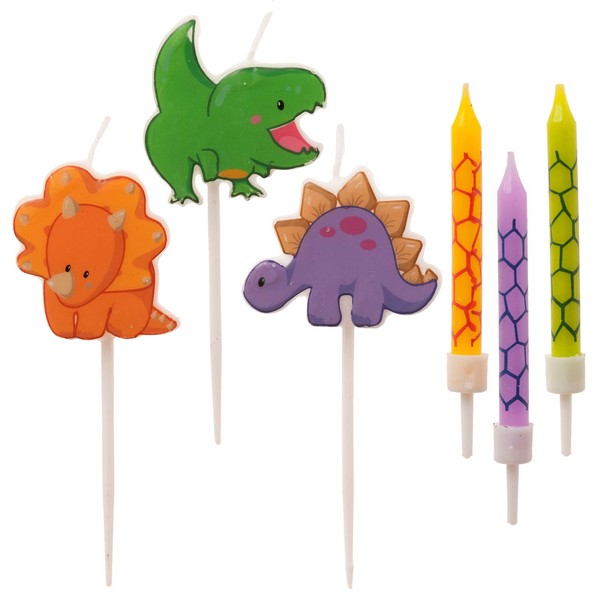 Dekora - Set de Bougies d'Anniversaire Dinosaure pour la Décoration de Gâteau d'Anniversaire la plus monstrueuse et amusante - 15 Bougies