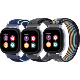 QHBAMD 3 Pack Nylon Watch Bands Compatible with Gabb/Gizmo/SyncUP Smartwatch, Soft Breathable Hook & Loop Replacement Straps for Kids Boys & Girls