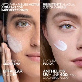 Kit Crema Antiacné Effaclar Duom  Protector Solar Anthelios Uvmune 400                                                                                