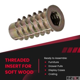 E-Z LOK - 901420-25 E-Z Lok Threaded Insert, Zinc, Hex-Flanged, 1/4"-20 Internal Threads, 25mm Length (Pack of 50)