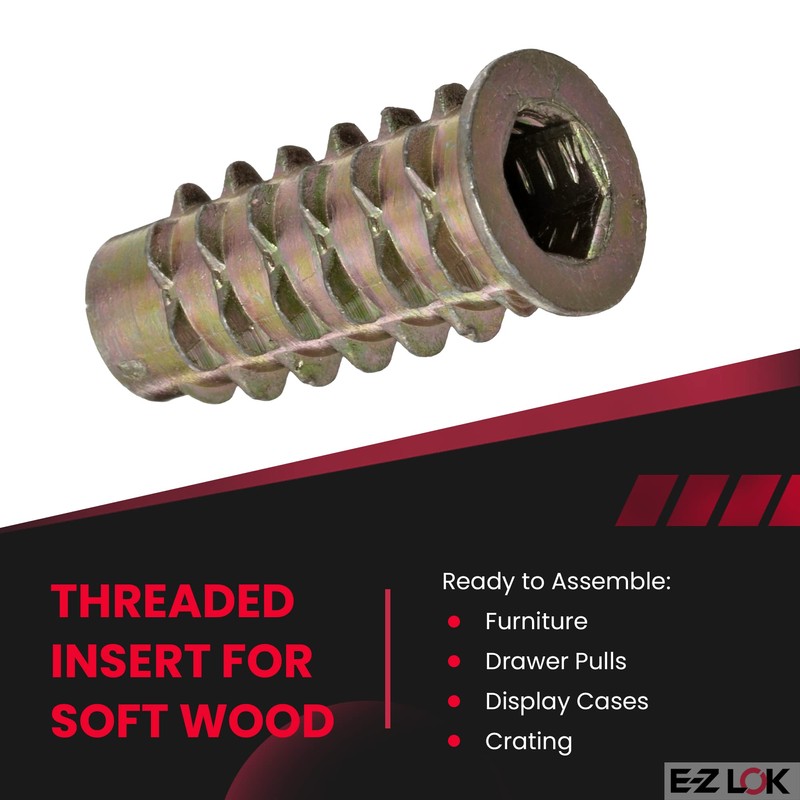 E-Z LOK - 901420-25 E-Z Lok Threaded Insert, Zinc, Hex-Flanged,