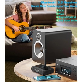 KAIY Bluetooth 5.3 Receiver for Home Stereo, Optical Low Latency & HD Music A...