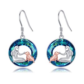 Dog Earrings Sterling Silver Dog Dangle Earrings Animal Earrings Dog Jewelry for Women