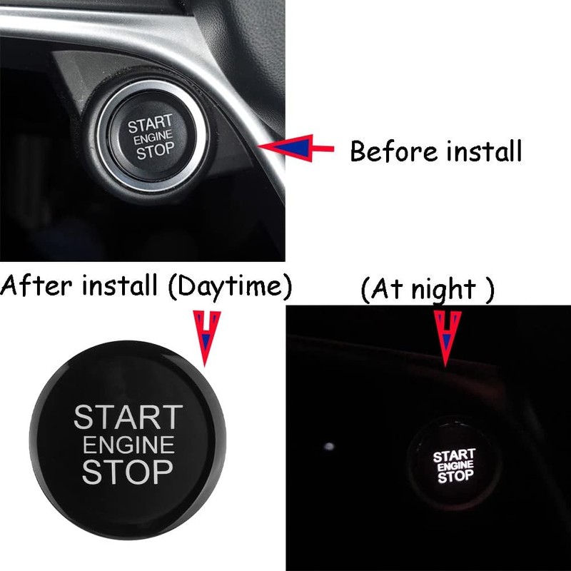 Red ABS Car Engine Start Stop Switch Button Cover Trim