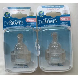 Dr. Brown's Natural Flow Nipple Premature Stndrd 0m+Silicone Nipples - Lot Of 2