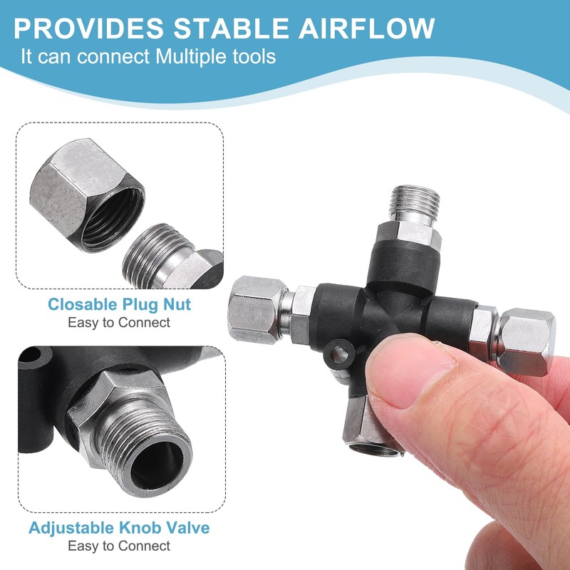 PATIKIL 3 Way Air Brush Adapter, 1/8" BSP Air Hose