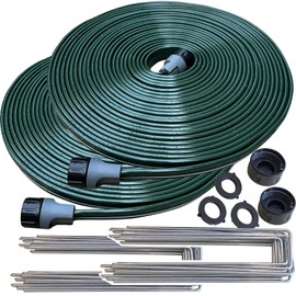 Watoo 2026 Sprinkler Hose & Soaker Hose for Yard - 150 FT Reinforced Flat Garden Hose with Holes, Heavy Duty No-Kink Lawn Irrigation Hose (Includes Stakes, High Pressure Spray)