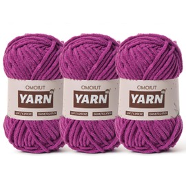 3 Paquetes de Hilo Grueso de Chenilla de Felpa - Suave para Ganchillo, Terciopelo para Mantas y Artesanías - Amigurumi Esponjoso 150 g / 196.8 Yardas (3 Morados)