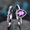 XIALV Gorgeous Purple Cubic Zirconia Bridal Prom Engagement Pear Shaped