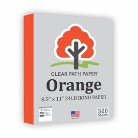 Orange Paper - 8.5 x 11 inch - 24Lb Bond - 500 Sheets - Clear Path Paper