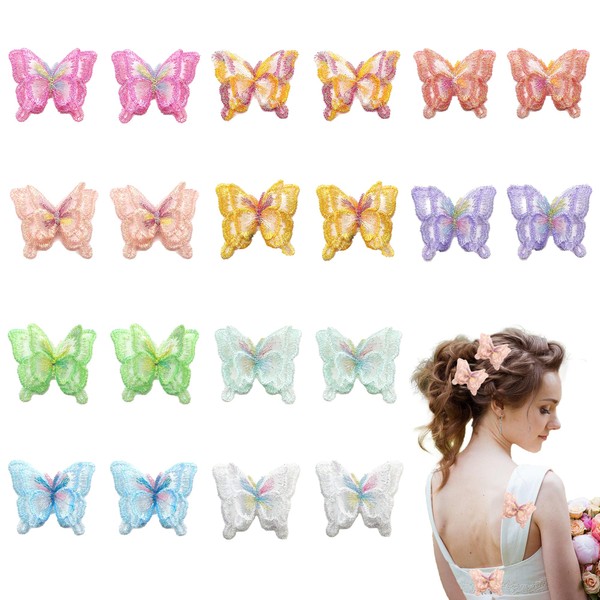 20 Pieces Butterfly Sewing Appliques Appliqué Embroidered Butterfly Organza Patches Butterfly Embroidery Patches Sewing Patches for Decorating DIY Crafts, Clothing (Multi-Colour)