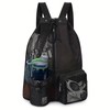 Swim Bag Mesh Drawstring Backpack with Wet Pocket for Swimming,
