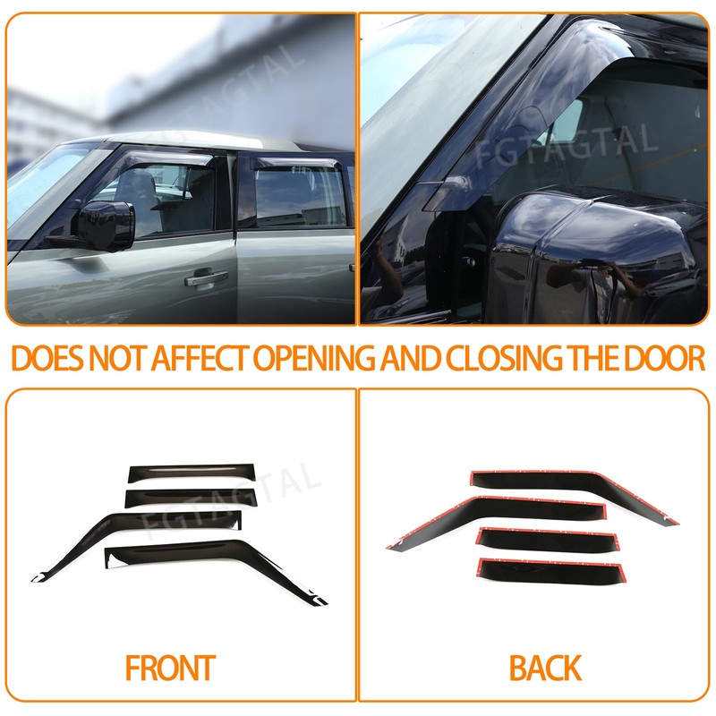 Compatible with Land Rover Defender 110/130 2020-2024 Side Window Deflectors,