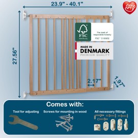 BabyDan MultiDan, 23.9"-40.", Extendable Stair Gate/Baby Gate/Safety Gate, Wood, Made in Denmark - (Pet Gate/Dog gate)
