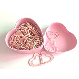 BIGEBO 52 PCS Heart Shape Nonskid Paper Clips,Color Decorative Paper Clips,Creative Office Item