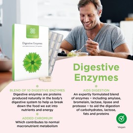 Healthspan Digestive Enzymes | 60 Capsules | Amylase | Lactase | Lipase | Protease | Added Chromium | Aids Digestion | Vegan