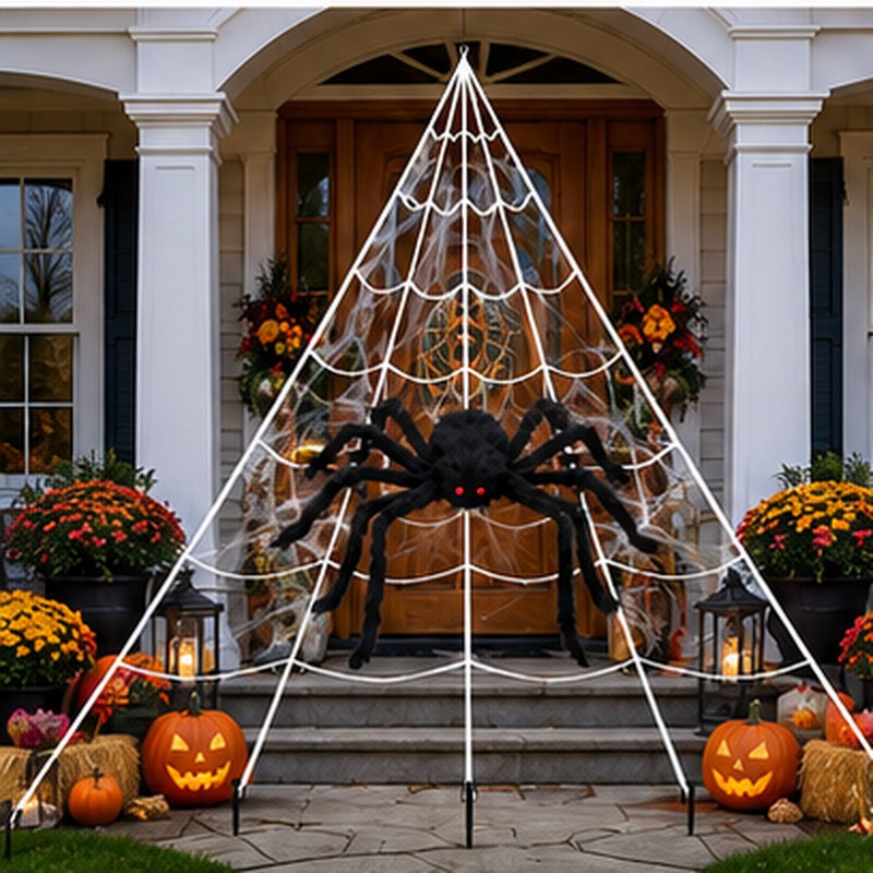 Giant Spider Web Decoration for Halloween – 16 ft Triangle