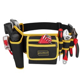 PRELITER Tool Belt 7 Pockets, Adjustable Tool Belts for Men, Heavy Duty Utility Belt, Waterproof Tool Pouch for Carpenter/Electrician/Construction (Black Yellow)