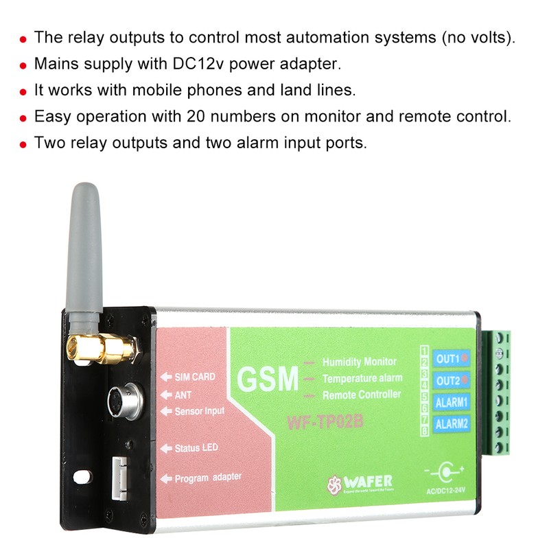 WF TP02B GSM Temperature Alarm Controller Remote Control SMS Sensor