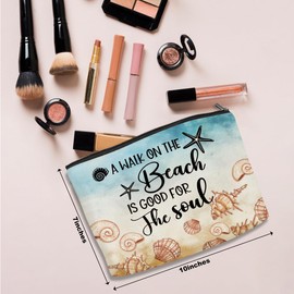 Funny Beach Gifts for Women Cosmetic Bag Travel Ocean Beach Vacation Essentials for Girls, Bestie, Friends, Summer Beaches Lover Makeup Bag Girls Trip Gifts Favors Stuff Birthday Christmas Graduation