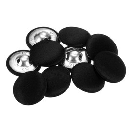 QUARKZMAN Pack of 10 Black Buttons with Fabric Cover 25 mm Satin Fabric Covered Sewing Buttons Round Craft Buttons Metal Shank Eyelet Buttons Vintage for Coat Clothing Jacket Blazer Suits DIY