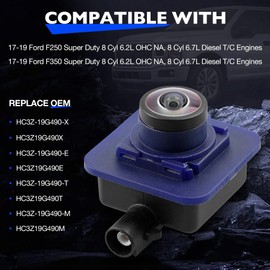 Backup Camera, Compatible with 17-19 Ford F250 F350 Super Duty HD Color Reversing Parking Reverse Back Up Cameras, Replace HC3Z-19G490-X HC3Z-19G490-E HC3Z-19G490-M HC3Z-19G490-T Rear View Camera