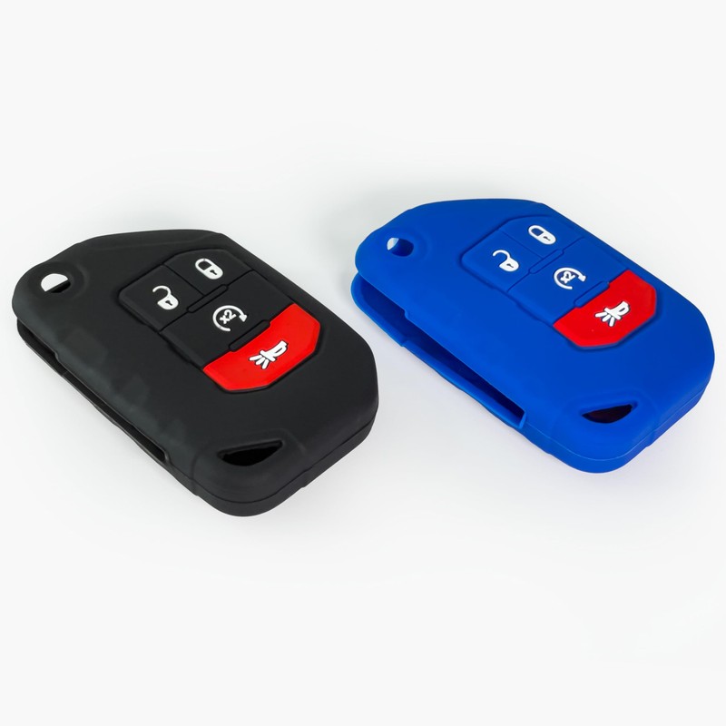 2-Pack Click&Fit Silicone Key Fob Covers Compatible with Jeep Wrangler