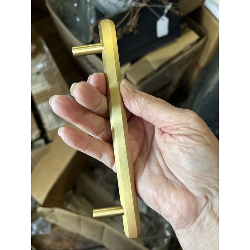 QOGRISUN 2-Pack Solid Brass Cabinet Pulls Hexagon Drawer Handles