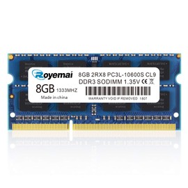 Memoria portátil para computadora portátil de 8 GB DDR3/DDR3L 1333MHz 10600, Royemai PC3/PC3L-10600S 1333 Sodimm RAM 2Rx8 1.35V/1.5V CL9