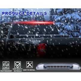 PIT66 LED 3rd Brake Light, Compatible with 01-04 Nissan Frontier Pickup Third Brake Stop Lamp Light Clear Lens Black Housing